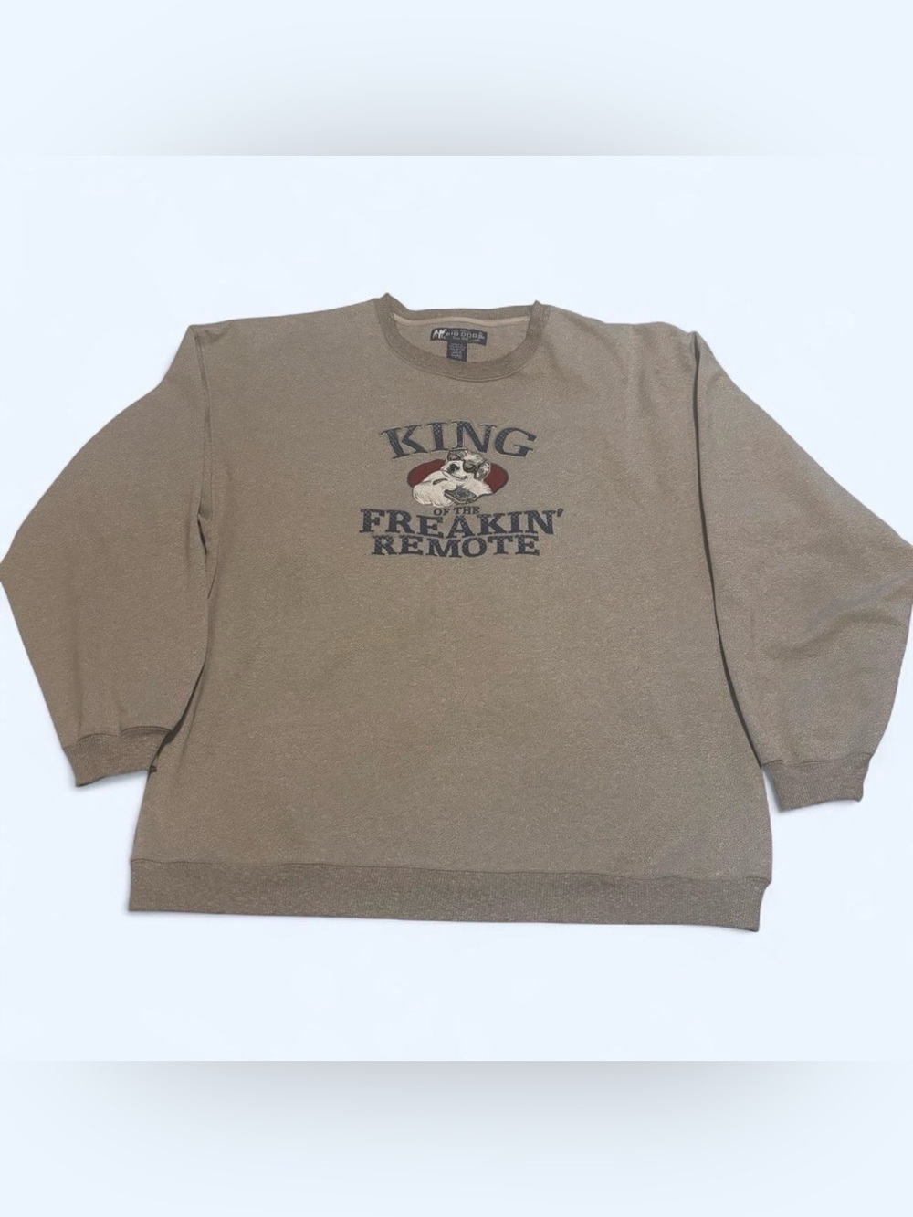 Vintage Big Dogs Embroidered Sweatshirt XL Distressed King of the Freakin Remote - Picture 1 of 4